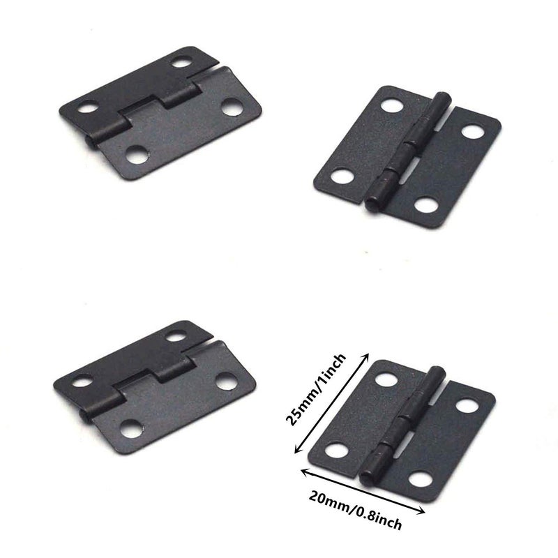 XMHF 1" x 3/4" Metal Foldable Butt Hinge for Cabinet Door Closet Black 48Pcs - Image 2